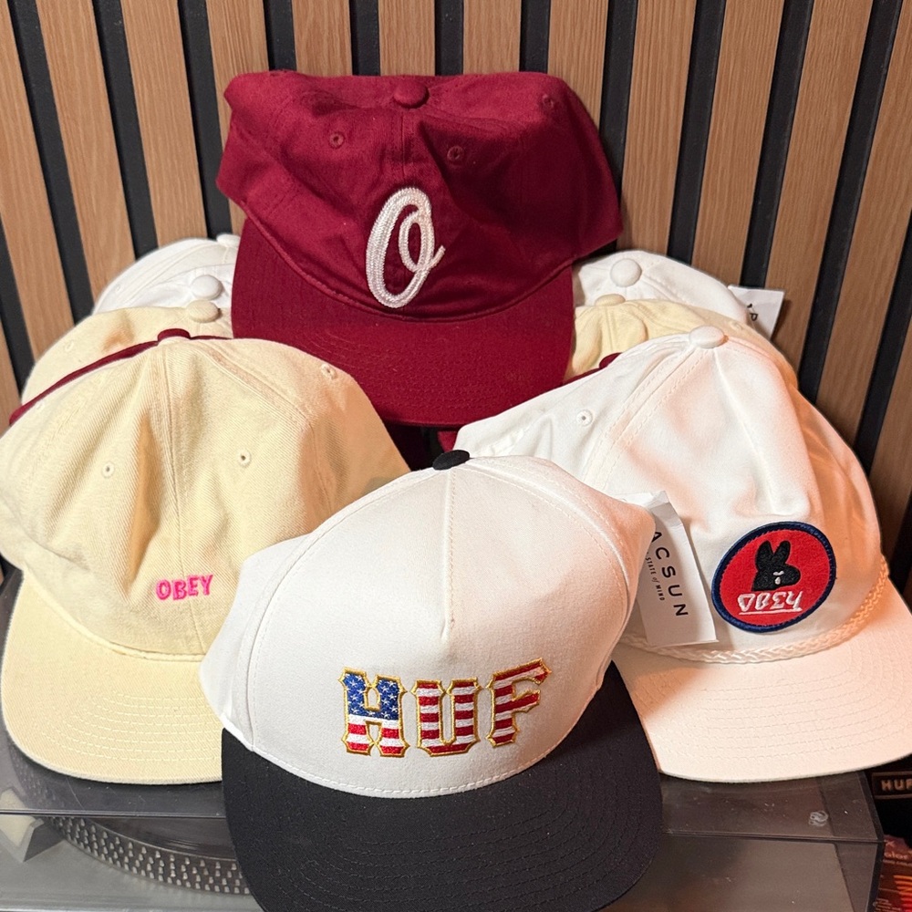 4 Hats HUF and OBEY Caps - NEW WITH TAGS